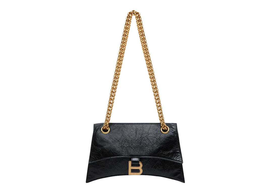 Pre-owned Balenciaga Crush Chain Shoulder Bag Small Black/aged Gold