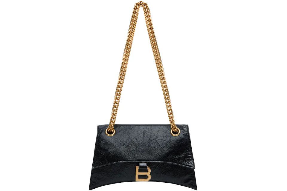 Balenciaga Crush Chain Shoulder Bag Small Black/Aged Gold in Calfskin ...