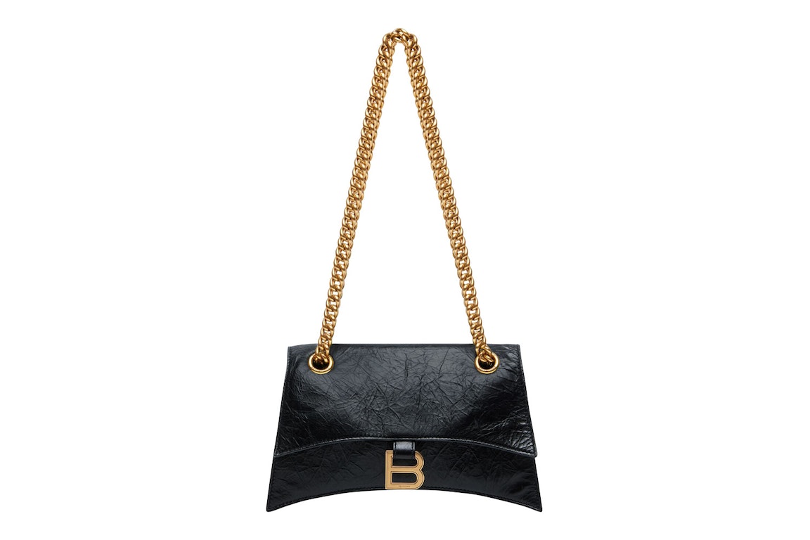 Pre-owned Balenciaga Crush Chain Shoulder Bag Small Black/aged Gold