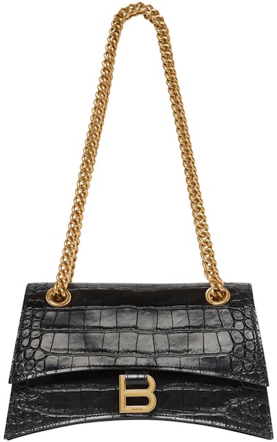 Shop Balenciaga Hourglass Mini Handbag With Chain Metallized Crocodile  Embossed