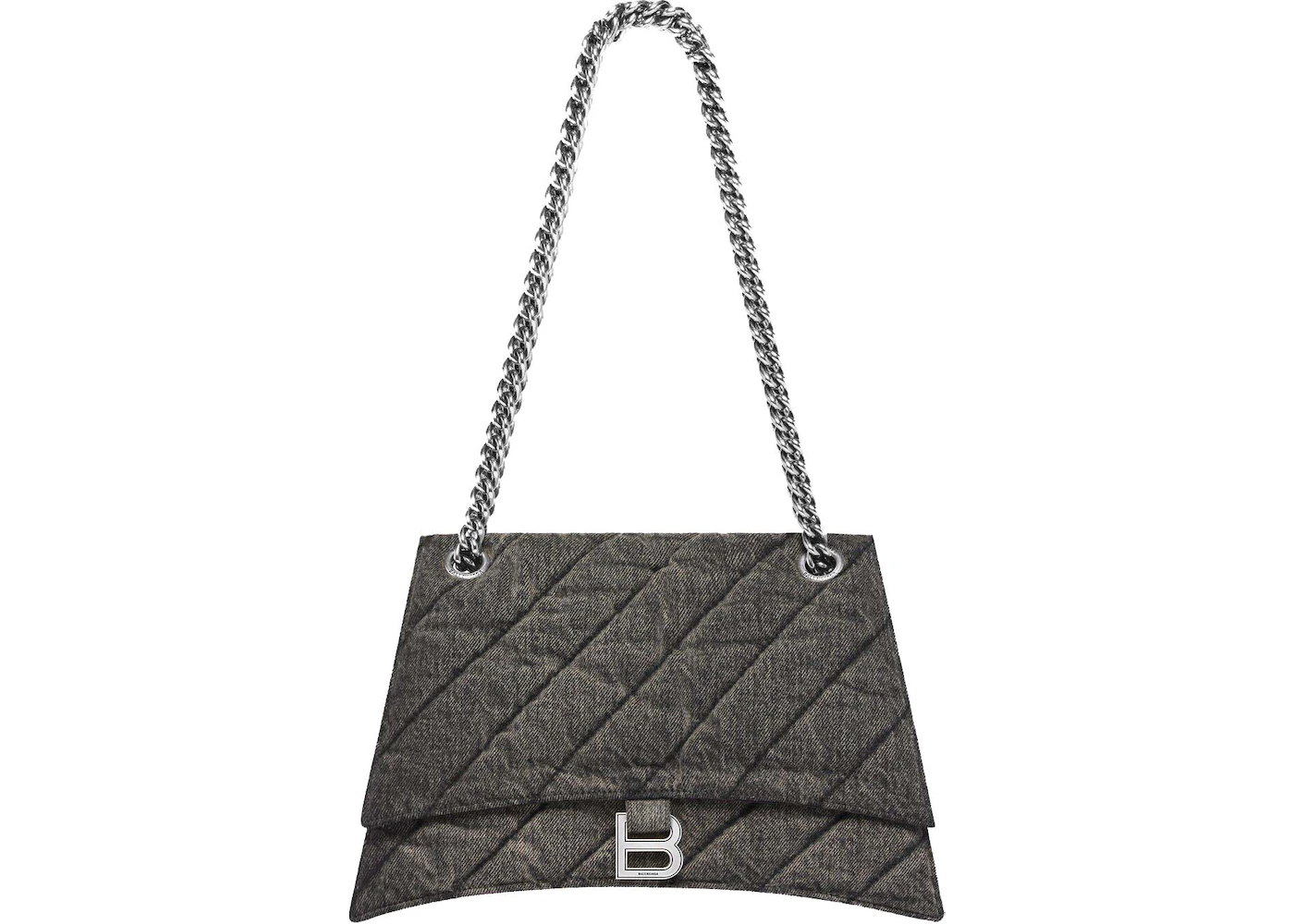 Balenciaga Crush Medium Chain Bag in Quilted Denim Black in Denim with ...