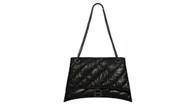 Balenciaga Crush Medium Chain Quilted Bag Black