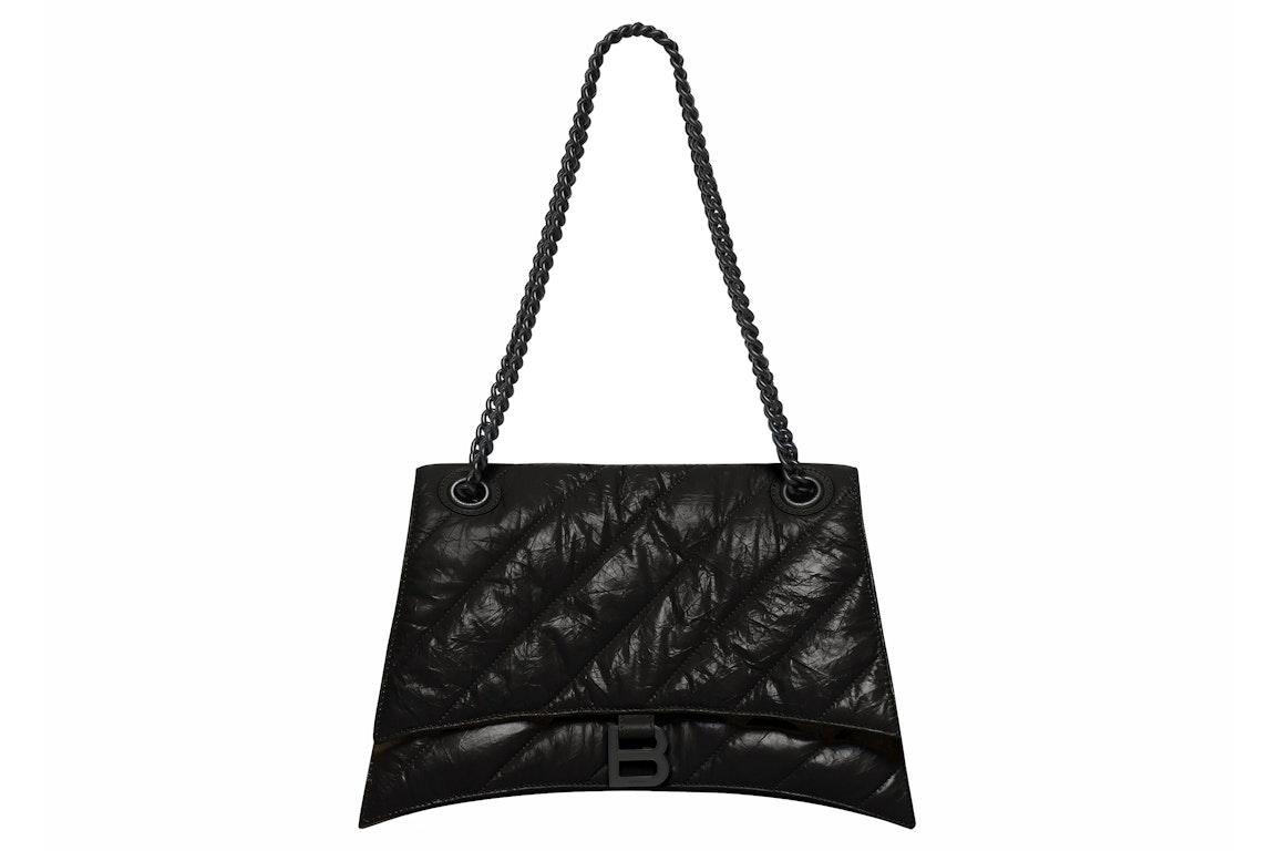 Pre-owned Balenciaga Crush Medium Chain Quilted Bag Black