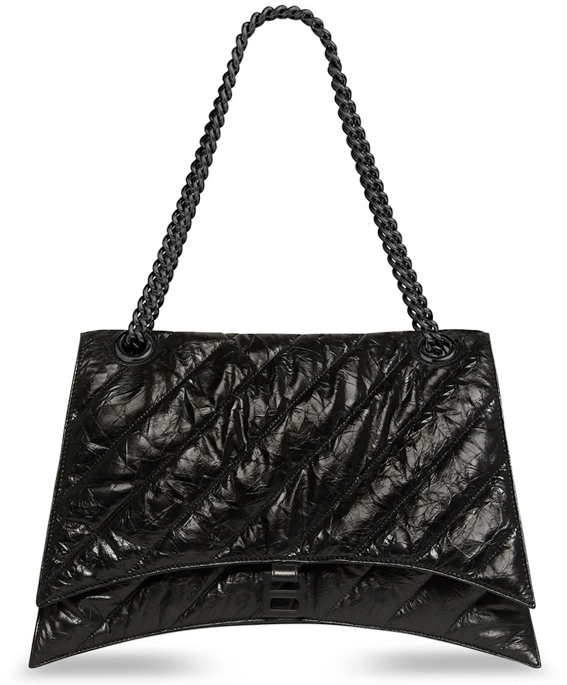 Balenciaga Crush Quilted Large Chain Bag Black in Leather with Black Matte  - US