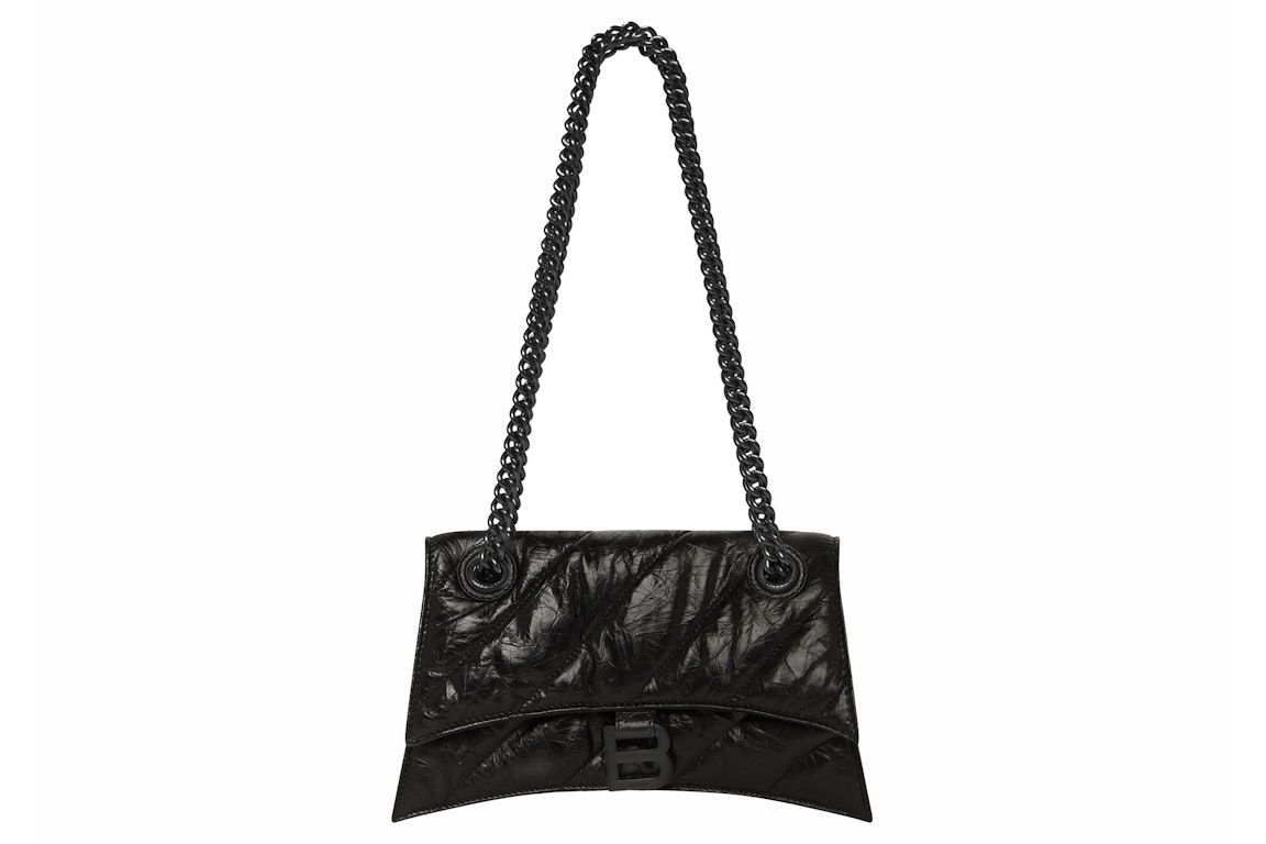 Pre-owned Balenciaga Crush Small Chain Quilted Bag Black