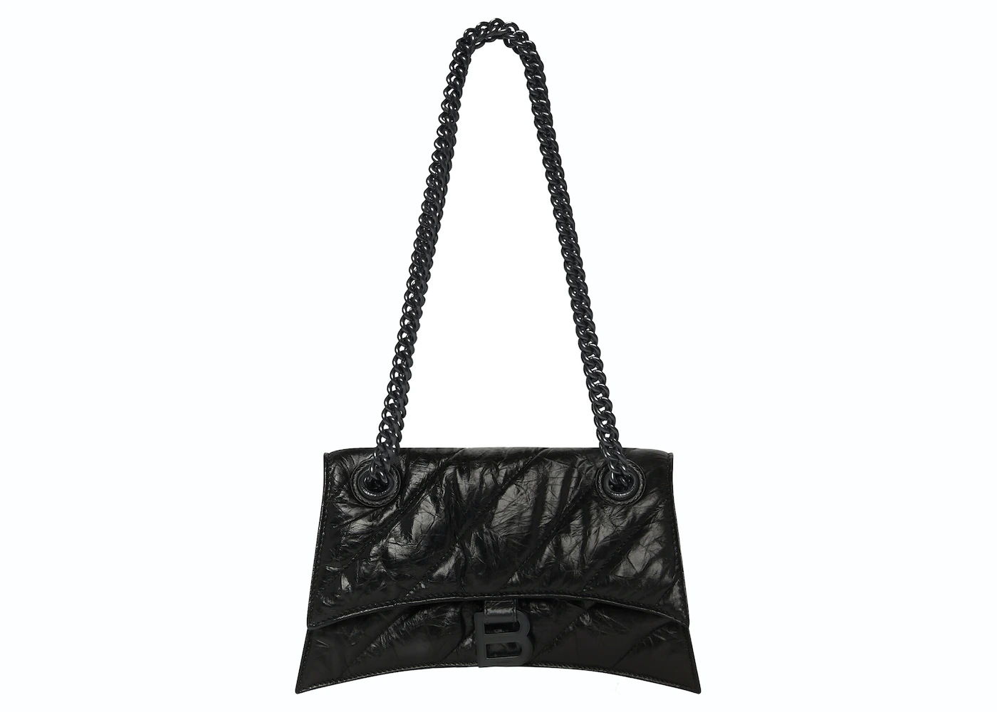 Balenciaga Crush Small Chain Quilted Bag Black in Crushed Calfskin ...