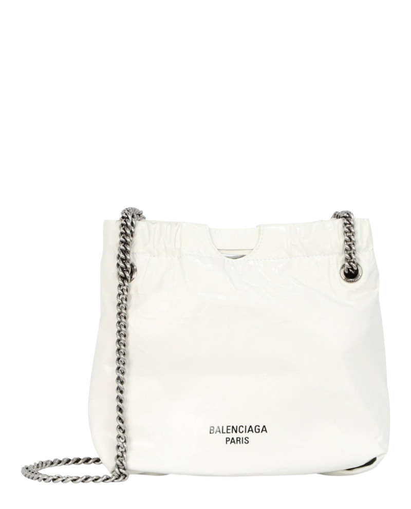 BALENCIAGA ホワイト ケース Balenciaga Crush Xs Leather Tote Optic White in Leather - US