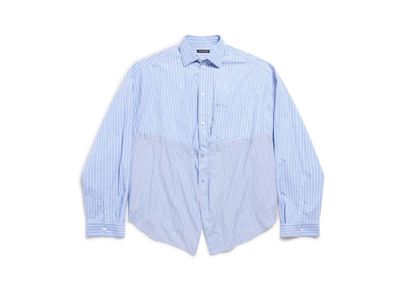 Pre-owned Balenciaga Women's Cut Up Shirt In Blue/white In Multi