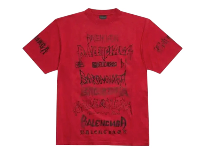 Balenciaga DIY Metal Allover Logo Jersey Red/Black Men's - US