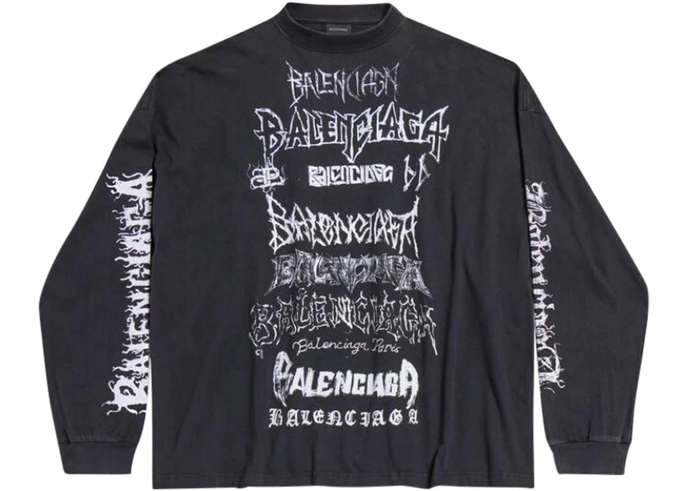 Balenciaga DIY T-Shirt Manches Longues Métal Coupe Moyenne Noir