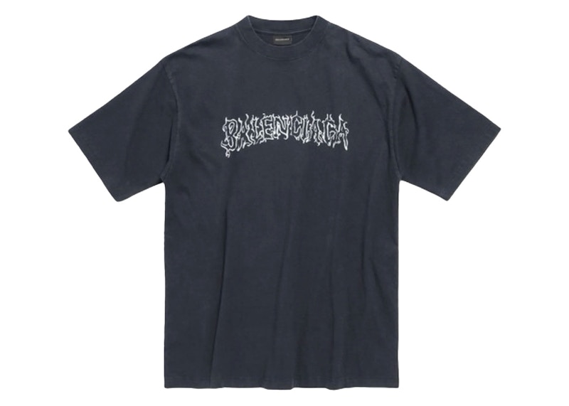 Balenciaga DIY Metal Outline Logo Tee Black Men's - US