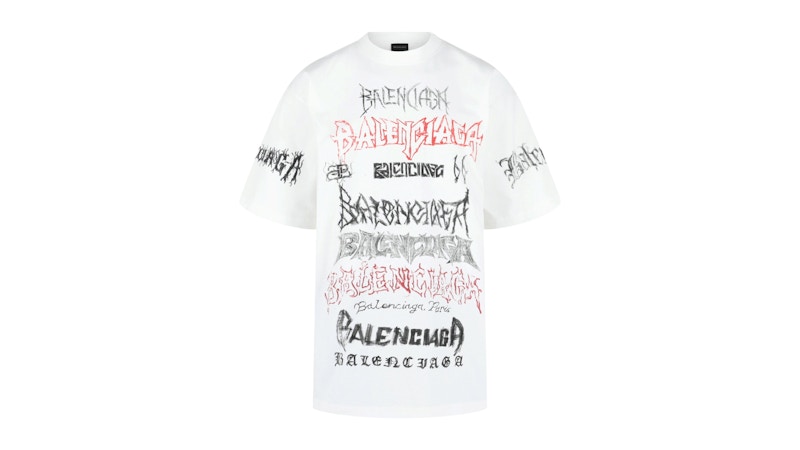Balenciaga DIY Metal T-Shirt White/Black/Red Men's - US