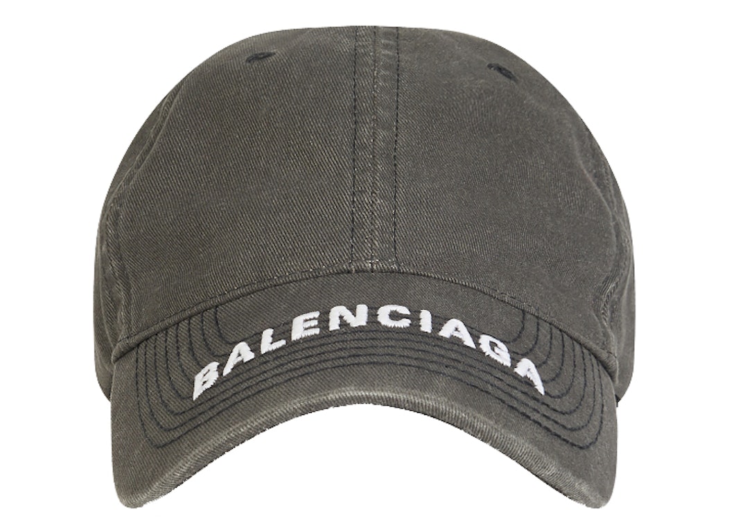 Pre-owned Balenciaga Denim Logo Baseball Velcro Tab Cap Black/white