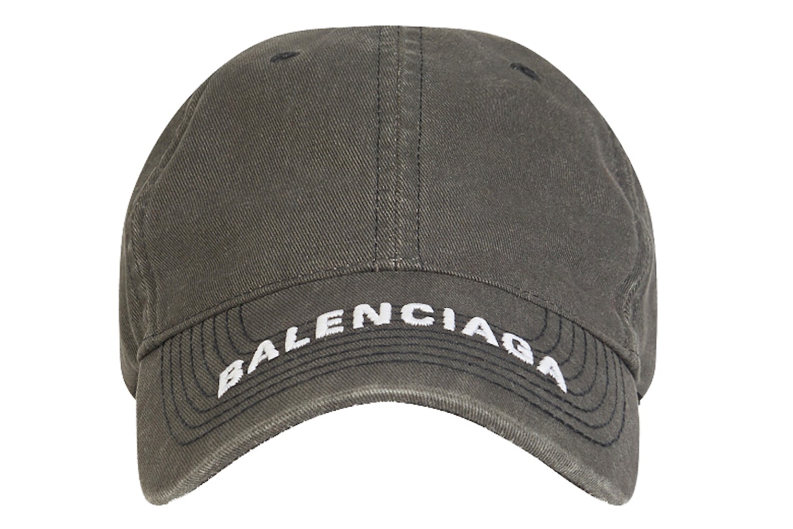 Pre-owned Balenciaga Denim Logo Baseball Velcro Tab Cap Black/white