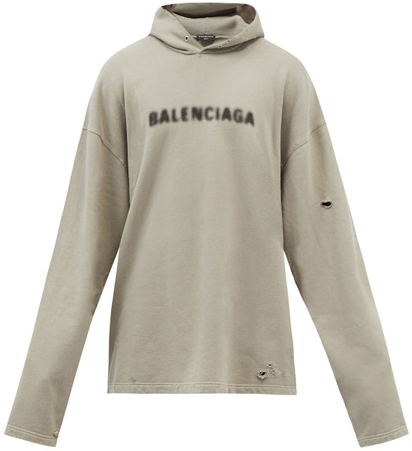 Balenciaga Distressed Blurry Logo Hoodie Grey - US