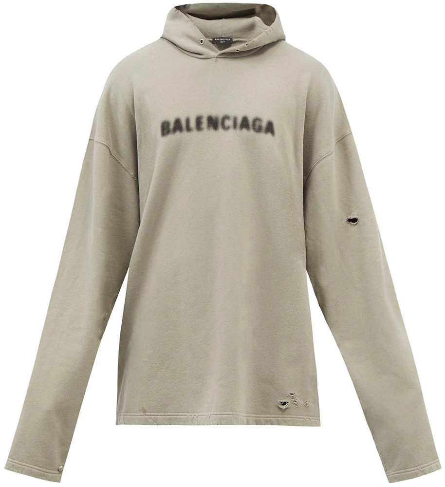 Balenciaga Gaffer Hoodie Zip Up Grey Mud Distressed Size M