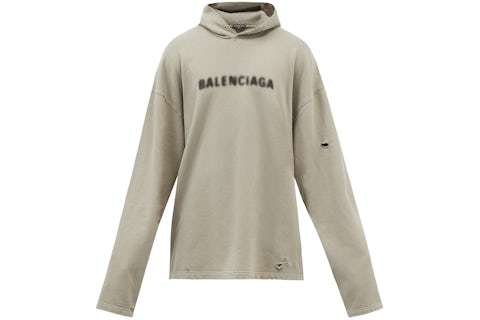 Balenciaga Sweat à capuche avec logo flou en relief Gris de la
