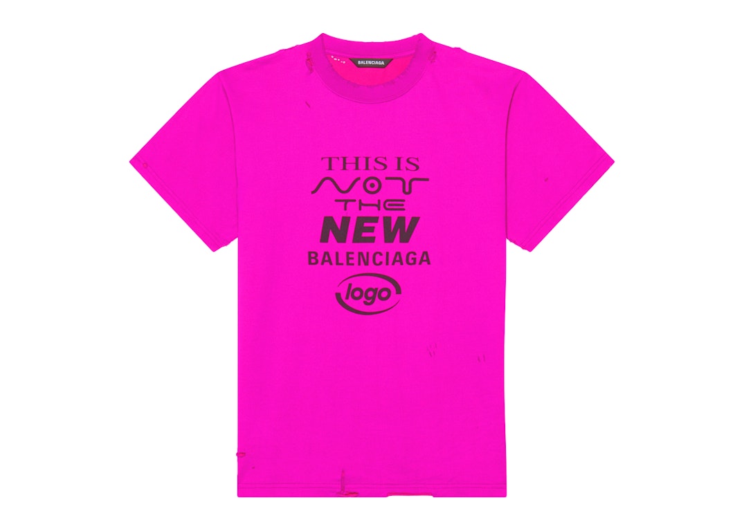 Pre-owned Balenciaga Distressed Small Fit This Is Not Logo T-shirt Pink Black