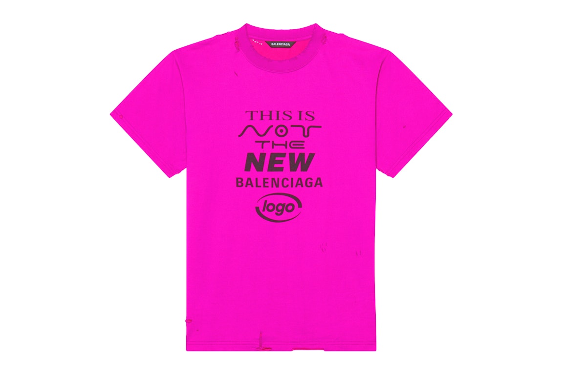 Pre-owned Balenciaga Distressed Small Fit This Is Not Logo T-shirt Pink Black
