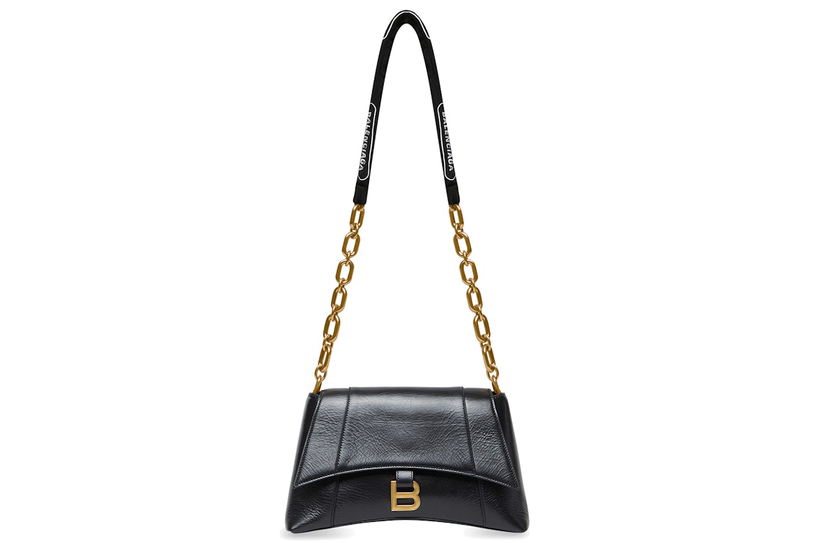 Pre-owned Balenciaga Downtown Shoulder Bag With Chain Small Black