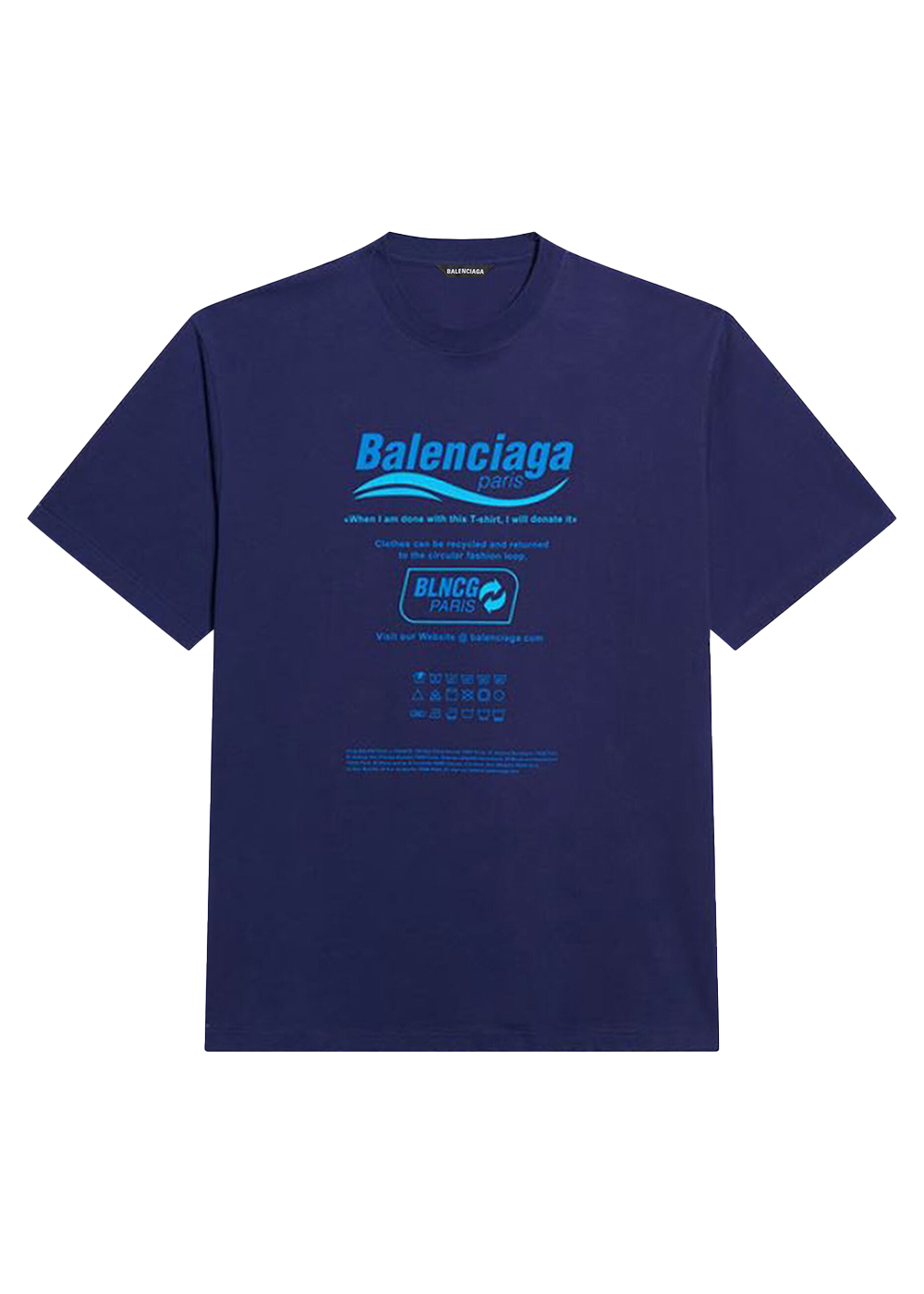 Balenciaga Dry Cleaning Boxy T-Shirt Dark Blue Vintage - AW21