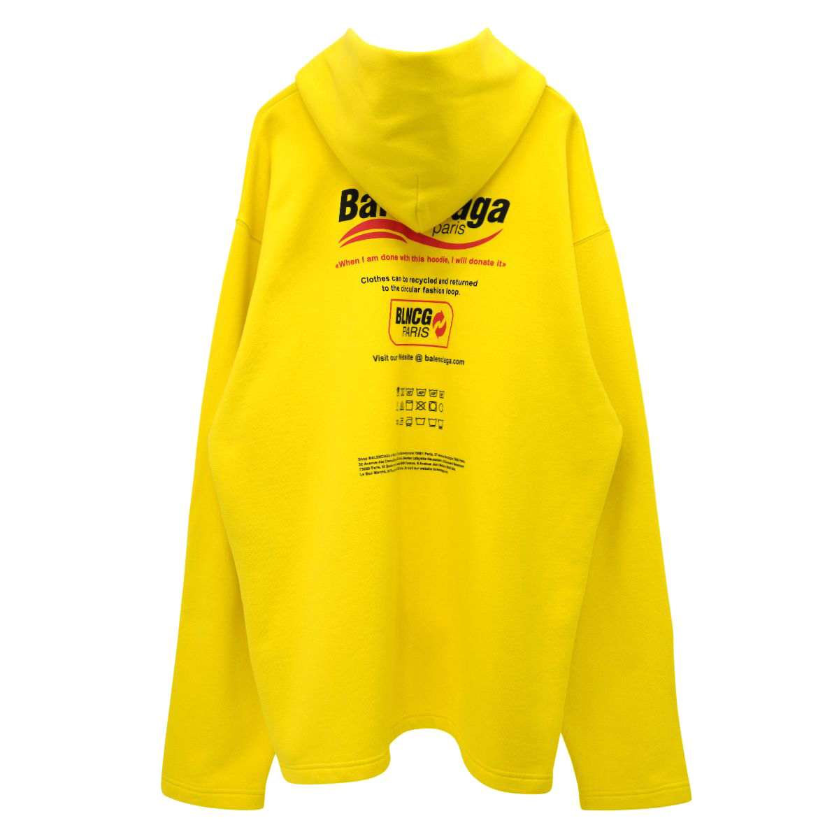 Balenciaga Dry Cleaning Logo No Rib Hoodie Yellow メンズ - FW21 - JP