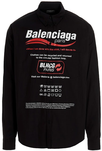 BALENCIAGA, Balenciaga Black Bin Bag Logo Shirt