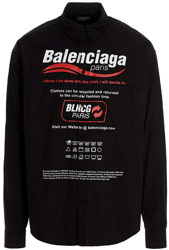 Balenciaga Dry Cleaning Logo Shirt Black Men's - US