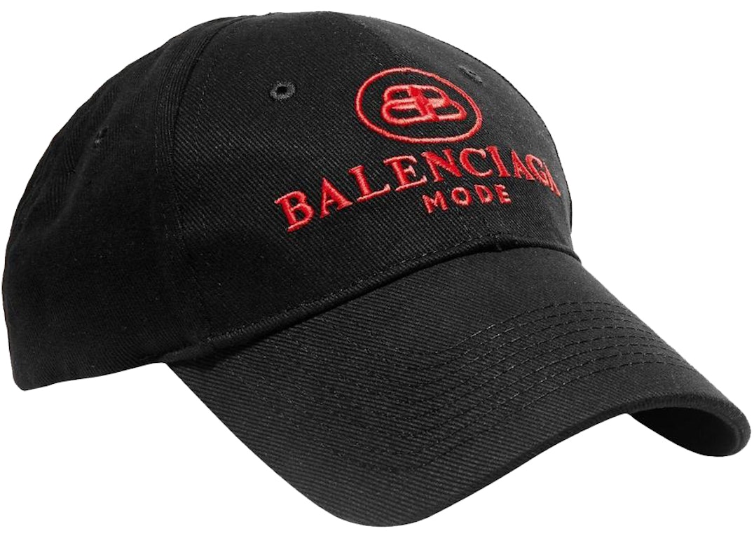 Pre-owned Balenciaga Embroidered Cotton Twill Baseball Hat Black