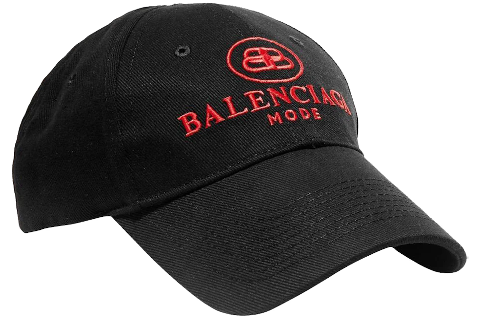 Balenciaga Embroidered Cotton Twill Baseball Hat Black