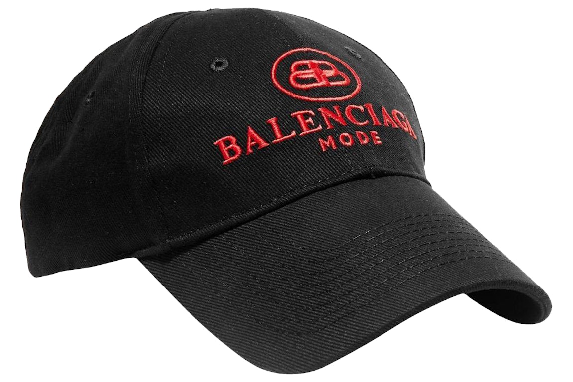 Pre-owned Balenciaga Embroidered Cotton Twill Baseball Hat Black