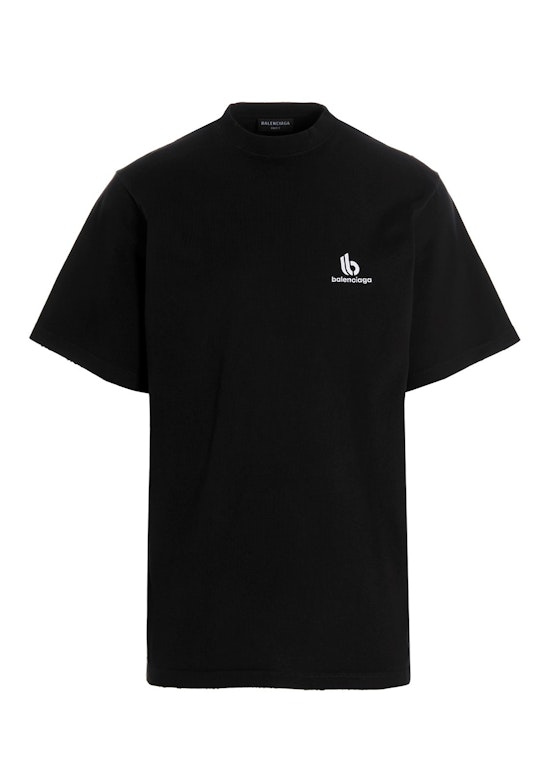 Pre-owned Balenciaga Embroidered Double B Logo T-shirt Black/white