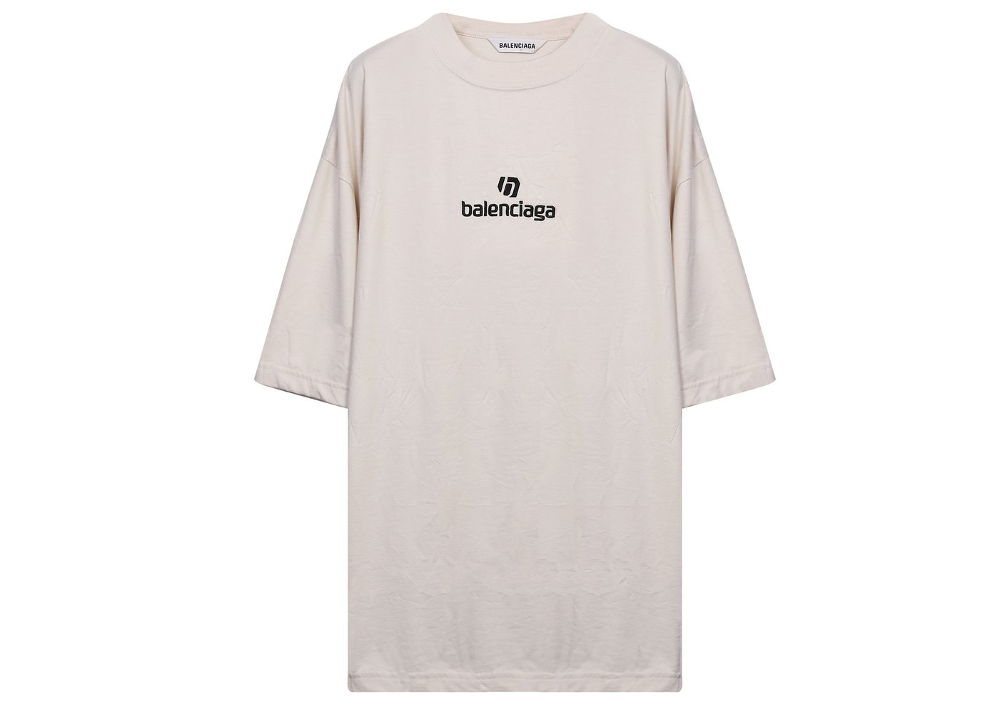 Balenciaga Embroidered Logo Oversized T-shirt Ivory Men's - SS21 - US