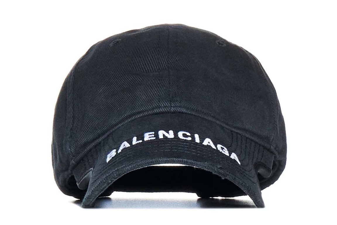 Pre-owned Balenciaga Embroidered Logo Visor Black