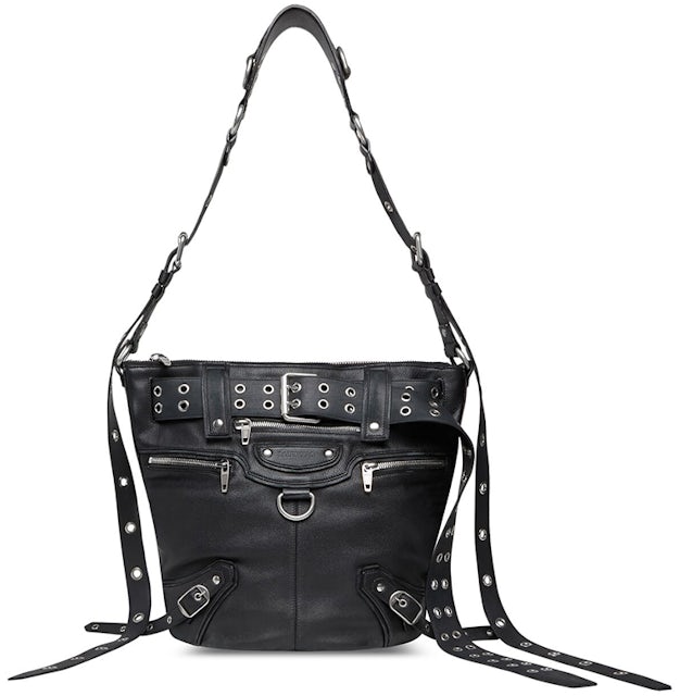 Balenciaga Emo Bucket Bag Black Washed Calfskin with Aged Silver-tone US