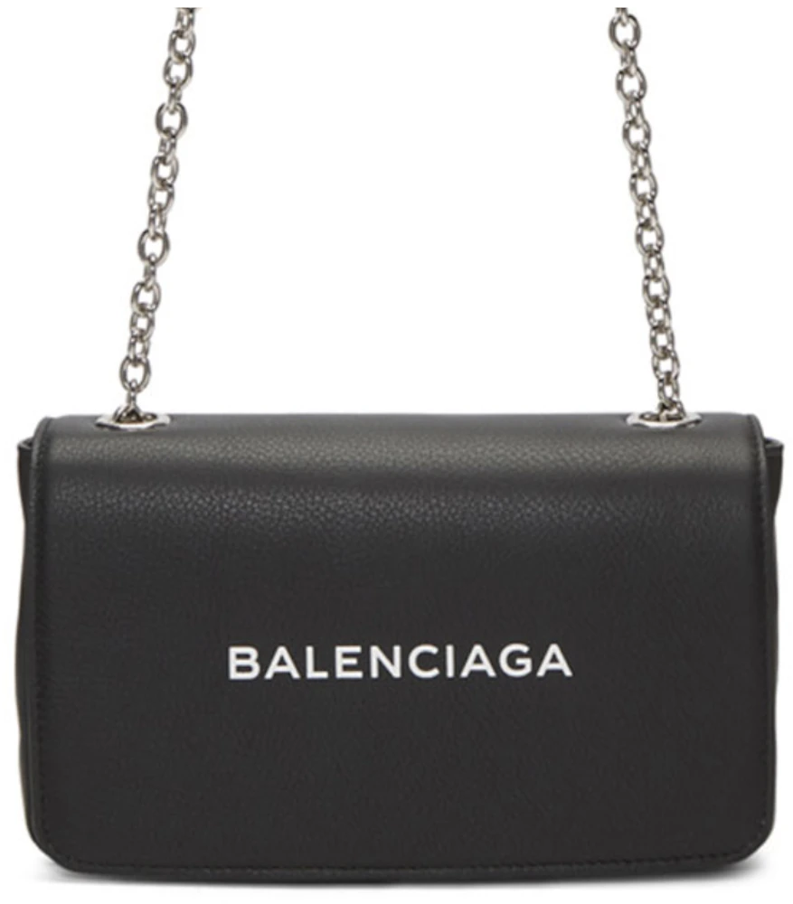 Balenciaga Everyday Chain Wallet Bag Black in Calfskin Leather with ...