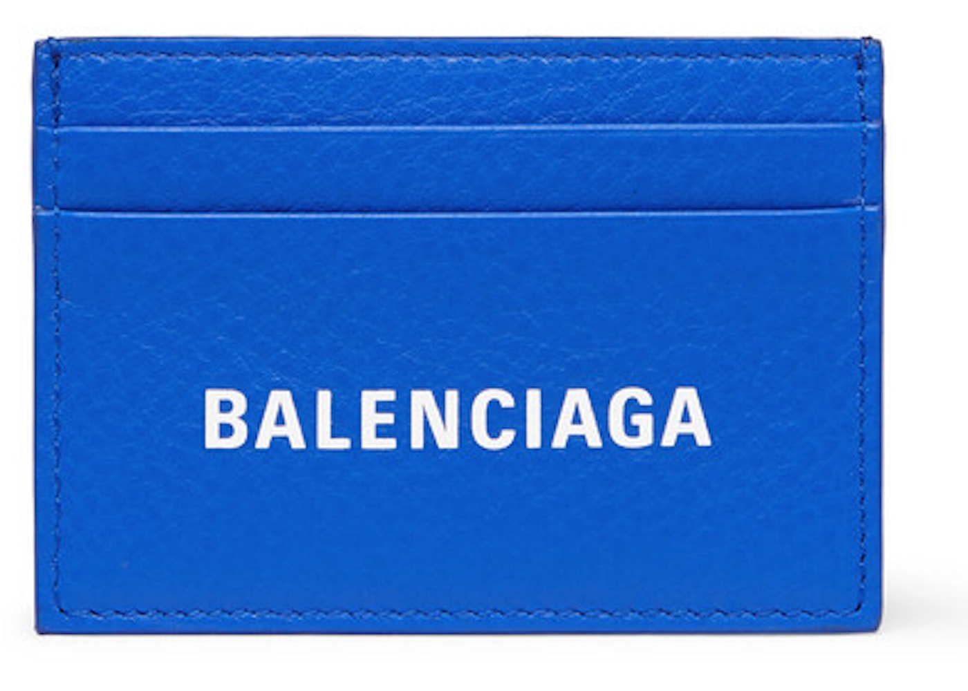 Balenciaga Everyday Logo Print Card Holder Blue/White in Leather