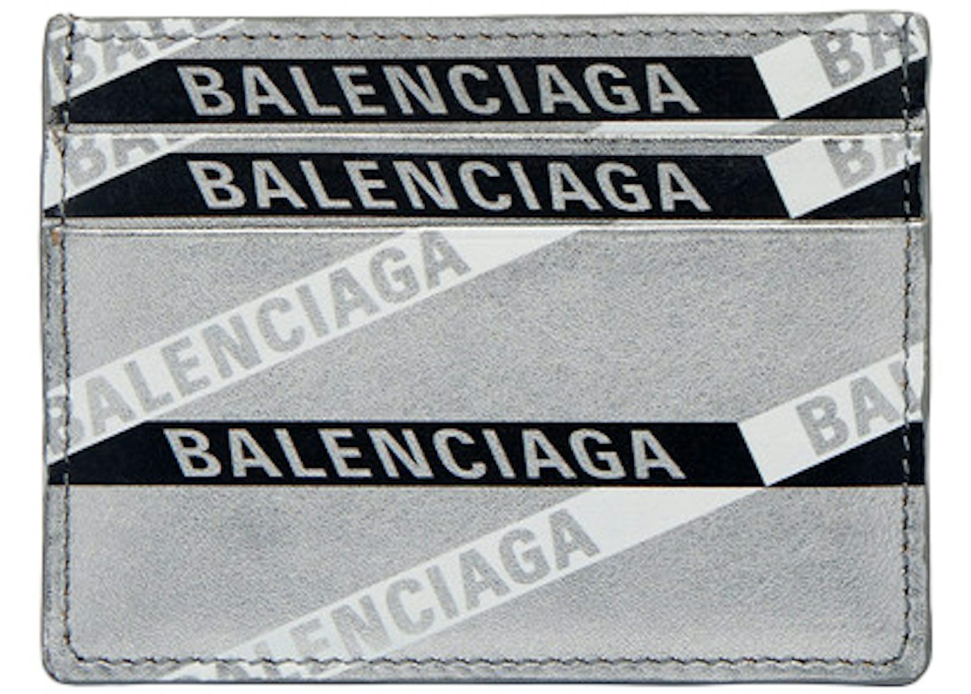 balenciaga everyday multi card holder monogram silver/black in calfskin balenciaga everyday multi card