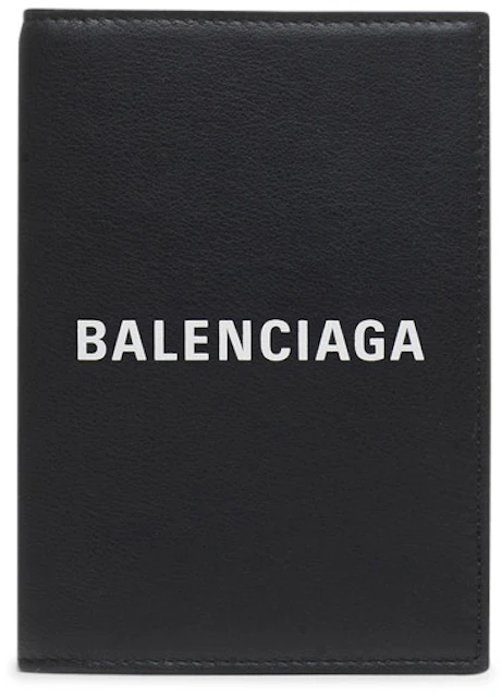Balenciaga Everyday Passport Holder Black/White Calfskin/Lambskin with Silver-tone - US
