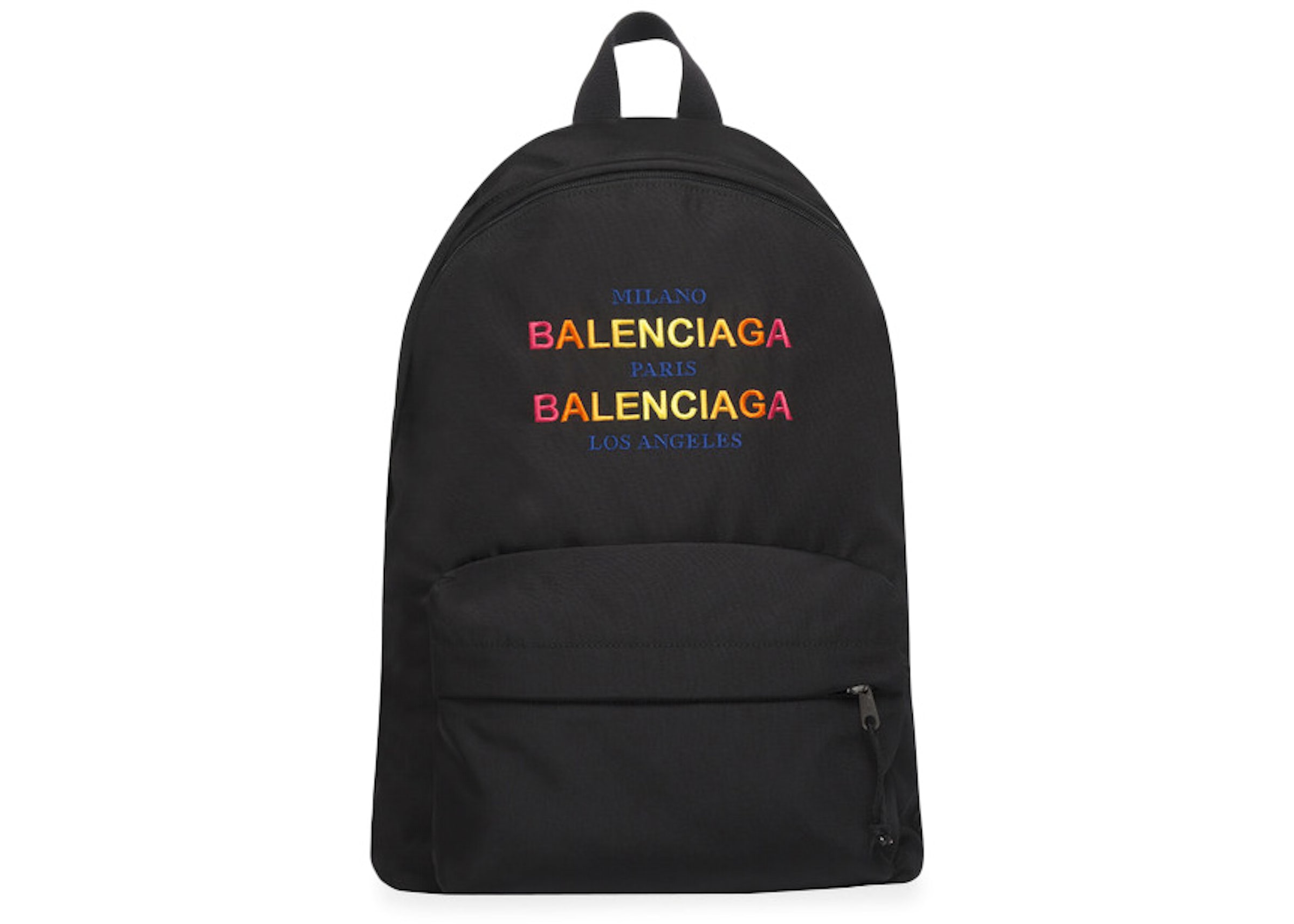 Balenciaga Explorer Backpack Milano Paris Los Angeles Large Gris  Crayon/Rouge in Nylon with Dark Silver-tone - US