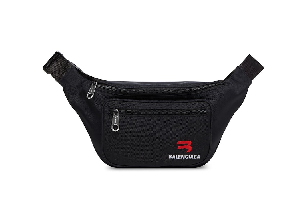 Pre-owned Balenciaga Explorer Sporty B Logo Embroidered Beltpack Medium Black