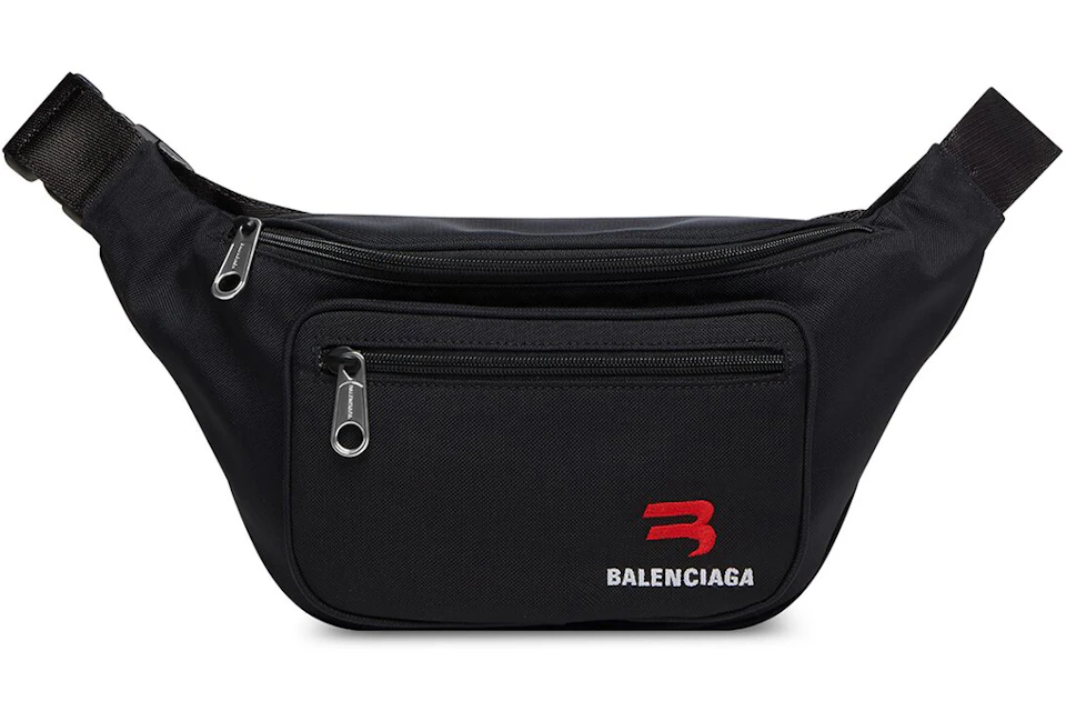 Balenciaga Explorer Sporty B Logo Embroidered Beltpack Medium Black