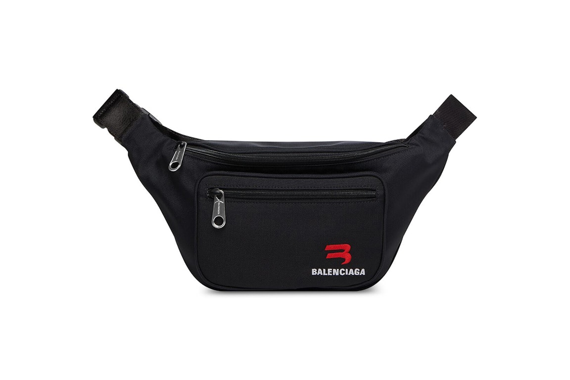 Pre-owned Balenciaga Explorer Sporty B Logo Embroidered Beltpack Medium Black