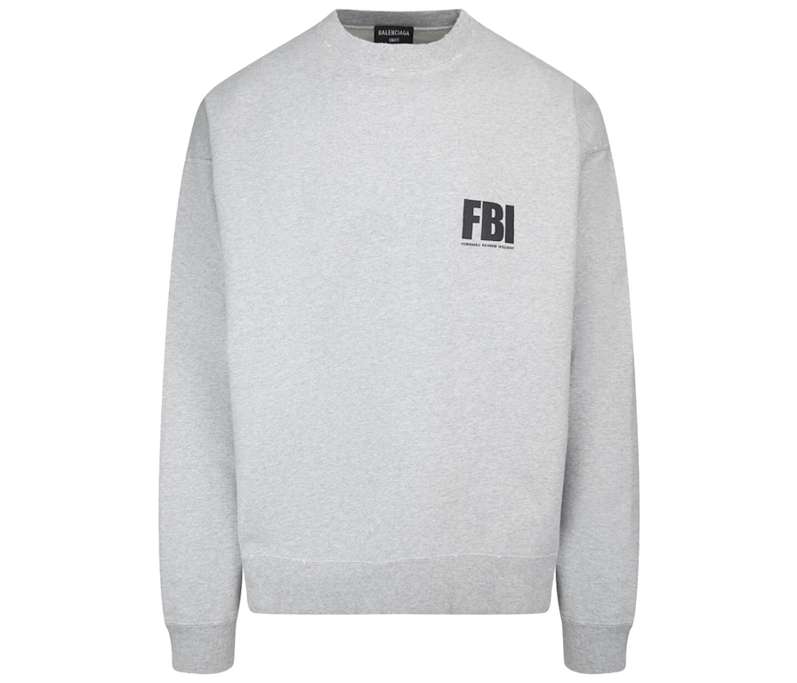 Pre-owned Balenciaga Fbi Crewneck Sweatshirt Grey