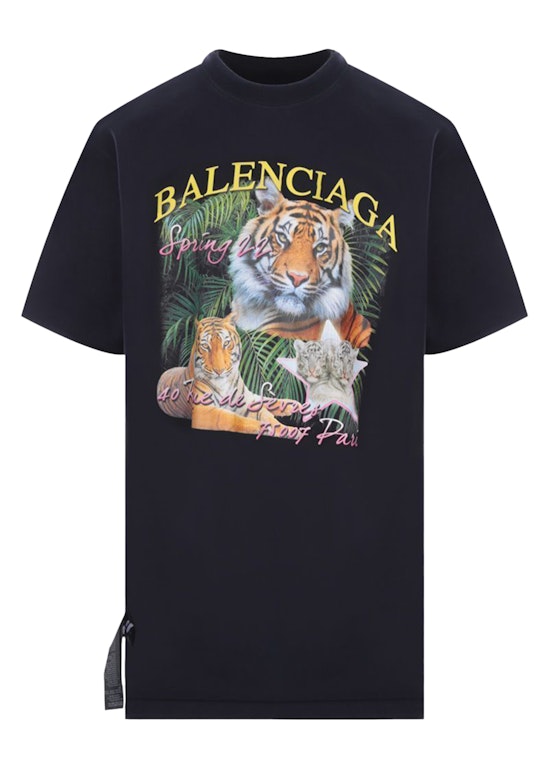 Pre-owned Balenciaga Fbi Print Year Of The Tiger Reversible T-shirt Dark Blue/black/yellow