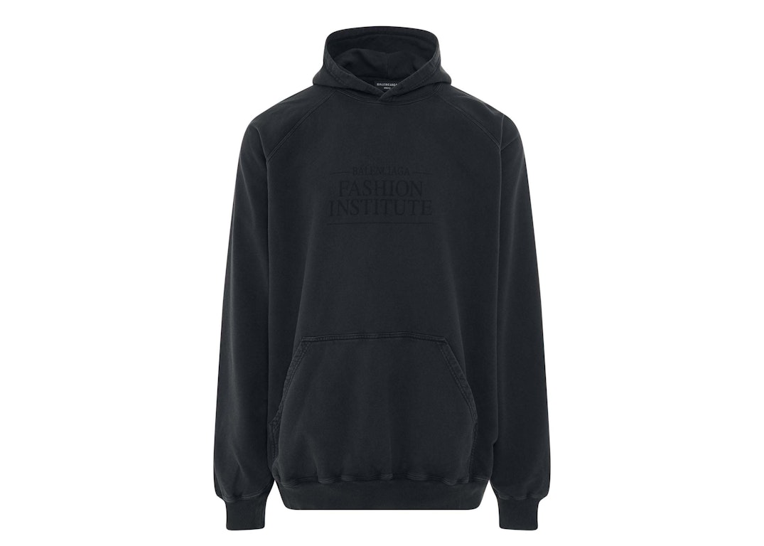 Pre-owned Balenciaga Fashion Institute Oversized Hoodie Washed Black
