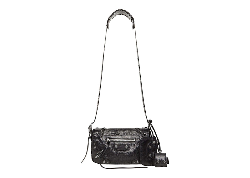 Balenciaga Le Cagole Mens XS Flap Bag Black in Arena Lambskin