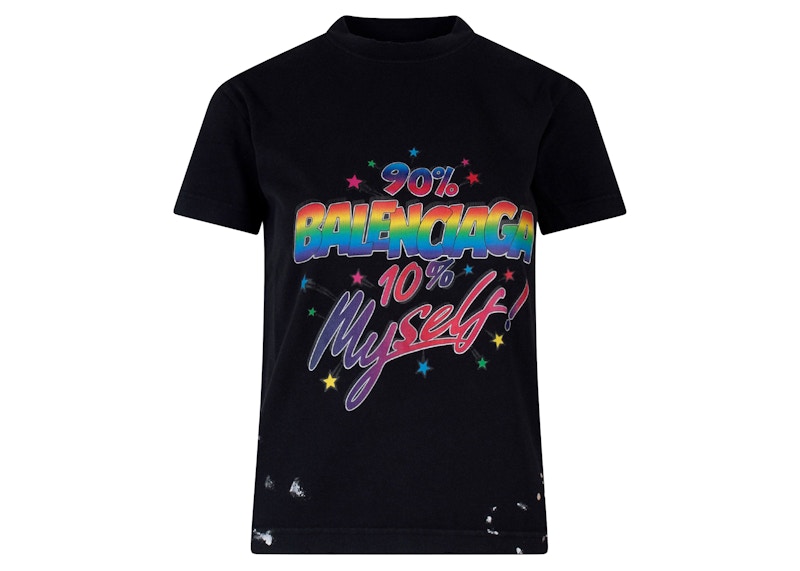 Pre-owned Balenciaga Women's Frontal Logo Cotton T-shirt In Black