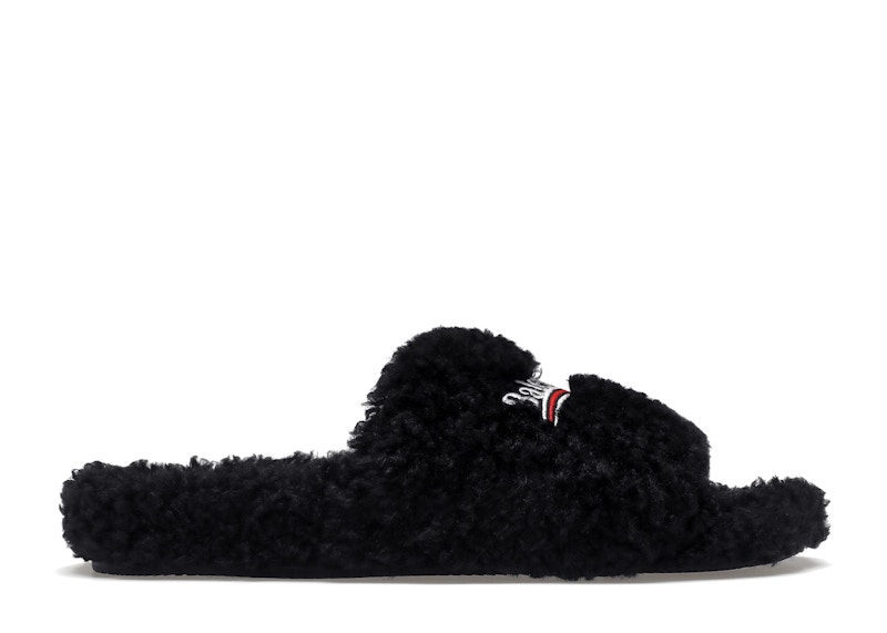 Black and sale white fur slides