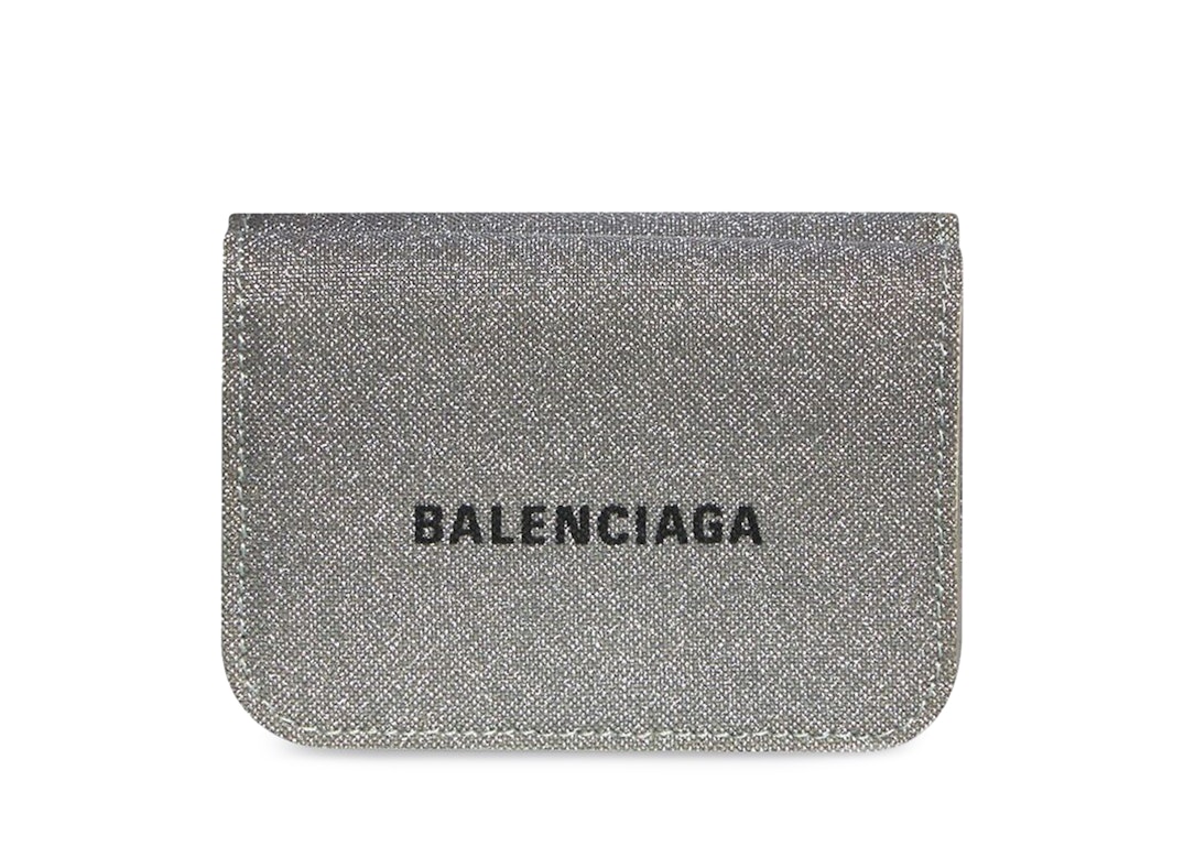 Pre-owned Balenciaga Glitter Cash Wallet Mini Grey